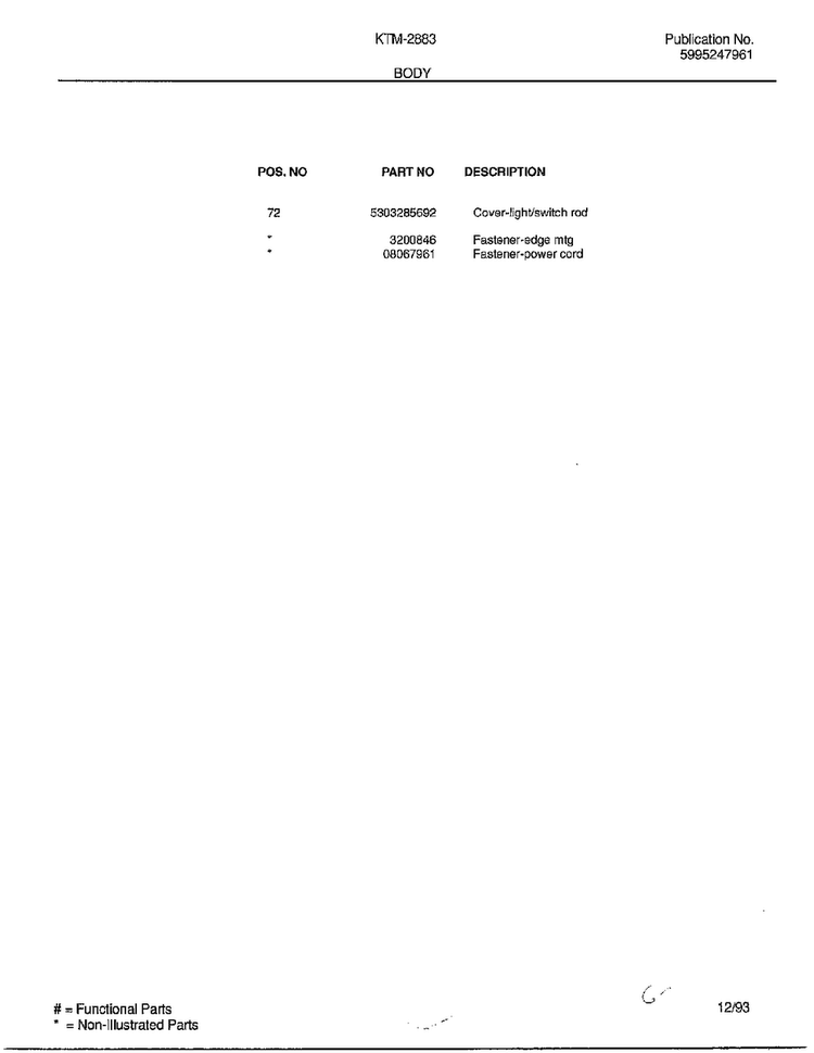 Body Page 4 Diagram and Parts List for 2883-81B  Frigidaire Range