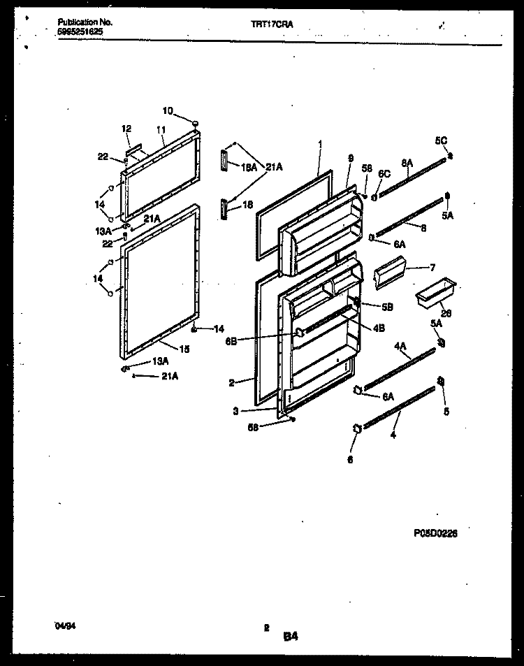 DOOR PARTS Diagram and Parts List for TRT17CRAD0  Tappan Refrigerator