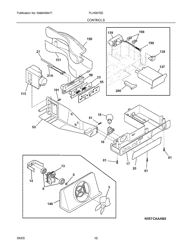 CONTROLS Diagram and Parts List for PLHS67EESB3  Frigidaire Refrigerator