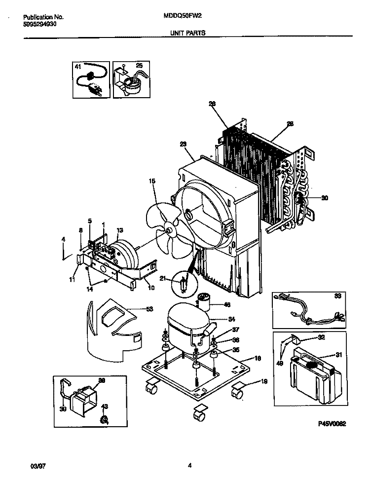 UNIT PARTS Diagram and Parts List for MDDQ50FW2  Frigidaire Dehumidifier