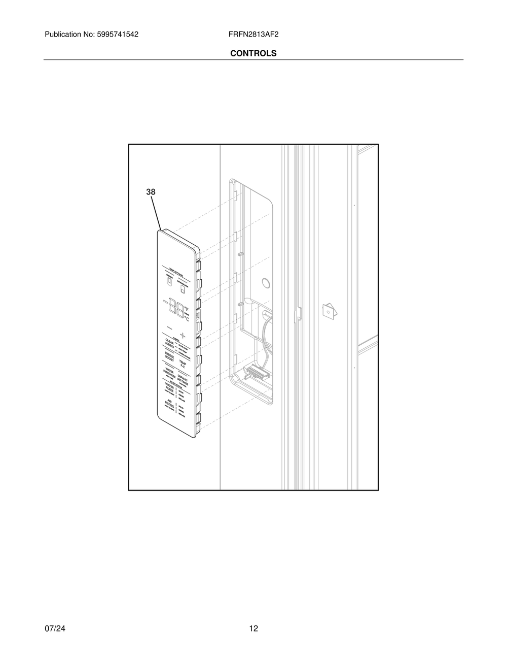Controls Diagram and Parts List for FRFN2813AF2  Frigidaire Freezer