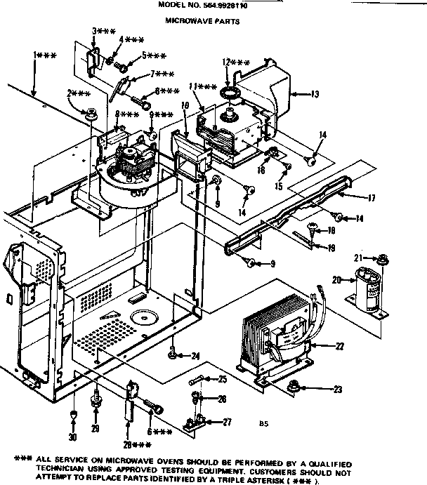 Microwave Parts Diagram and Parts List for 5649928110  Kenmore Microwave