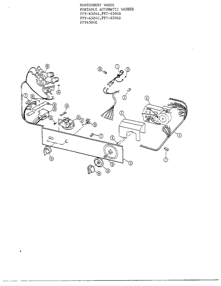 Console And Controls Diagram and Parts List for 6504A  Frigidaire Washer