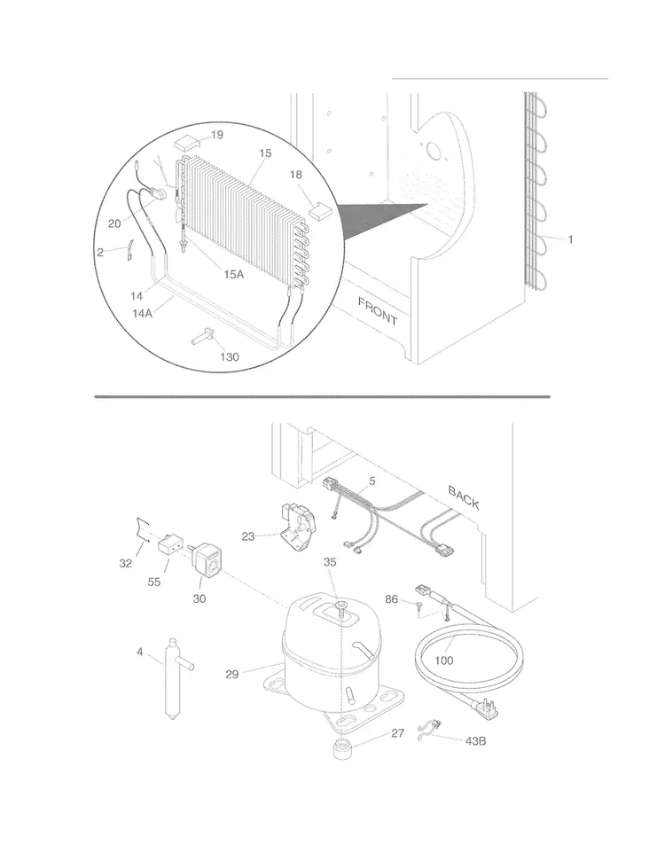 System Diagram and Parts List for FRU17G4JW22  Frigidaire Refrigerator