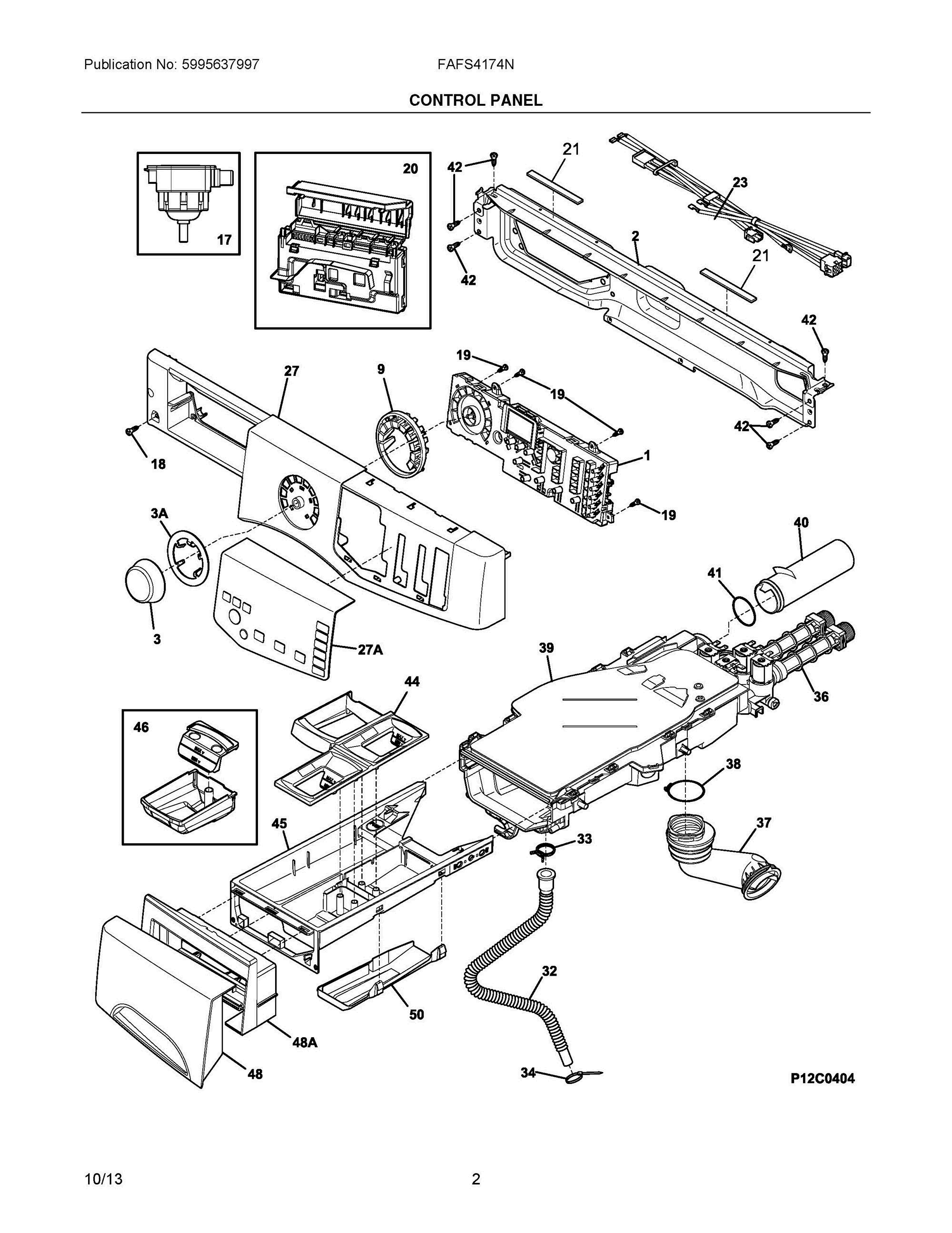 02 - CONTROL PANEL Diagram and Parts List for FAFS4174NR1  Frigidaire Washer