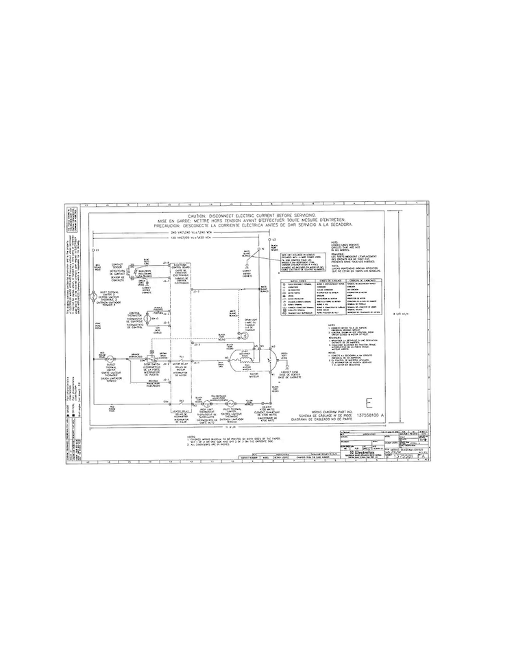 Wiring Diagram Diagram and Parts List for FAQE7001LW1  Frigidaire Dryer