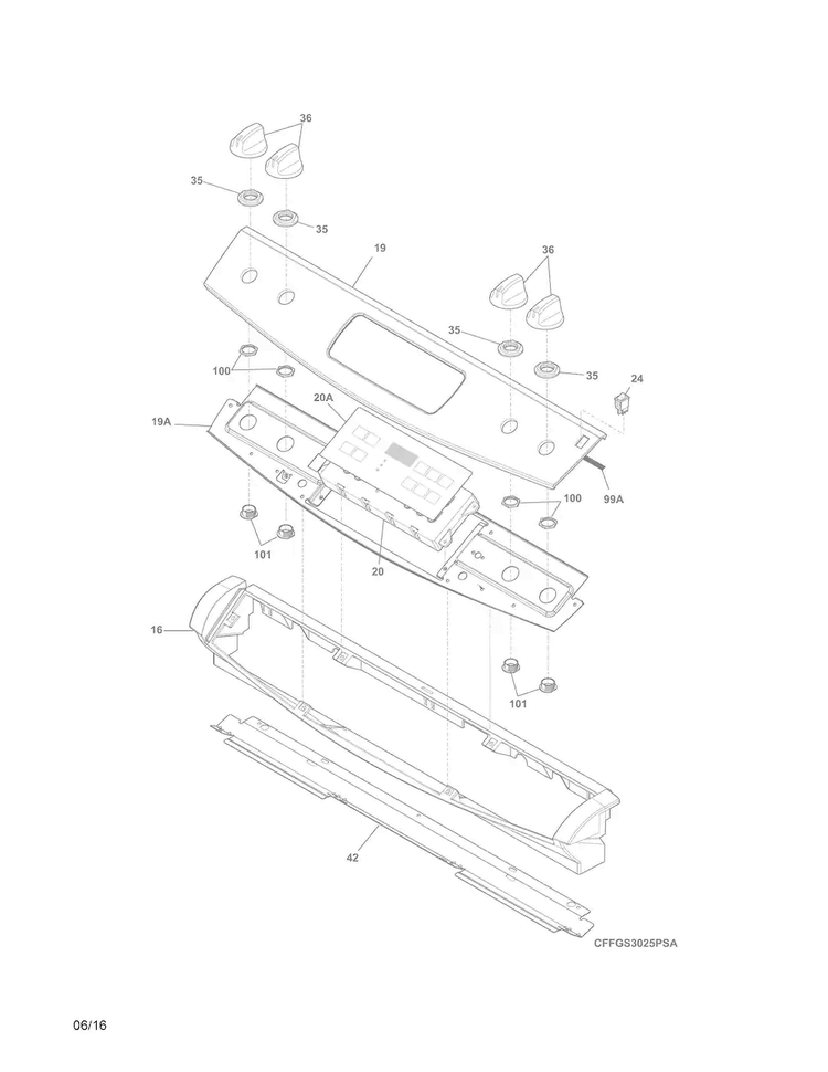 Backguard Diagram and Parts List for FFGS3025PSG  Frigidaire Range