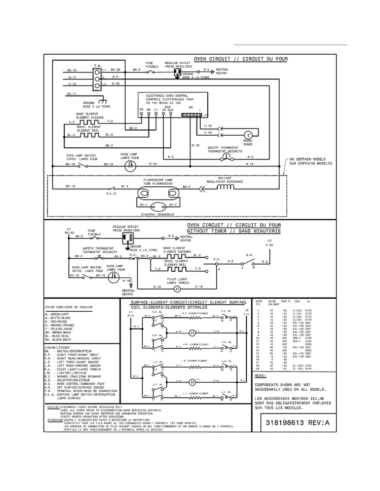 Wiring Diagram Diagram and Parts List for CFEF2405LWB  Frigidaire Range