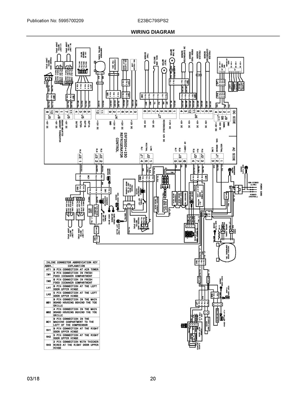 Wiring Diagram Diagram and Parts List for E23BC79SPS2  Frigidaire Refrigerator