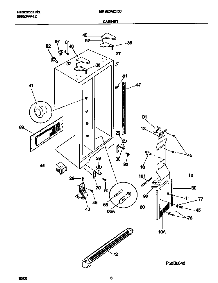 Cabinet Diagram and Parts List for WRS20MQRCW0  Westinghouse Refrigerator