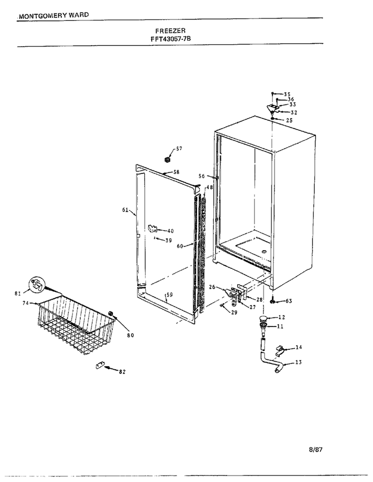 Freezer Page 3 Diagram and Parts List for 43057-7B  Frigidaire Freezer