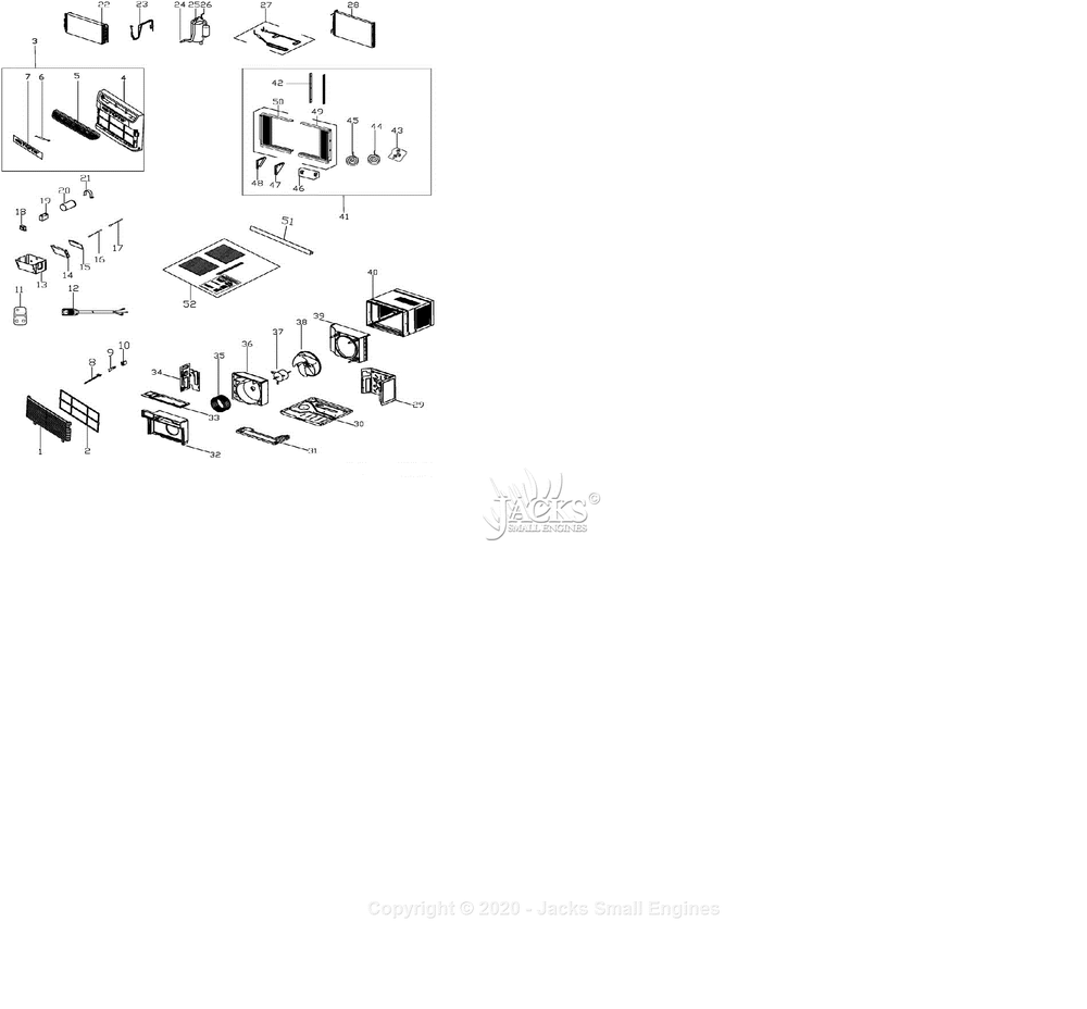 Spare Parts Diagram and Parts List for FFRE223WAE  Frigidaire Air Conditioner