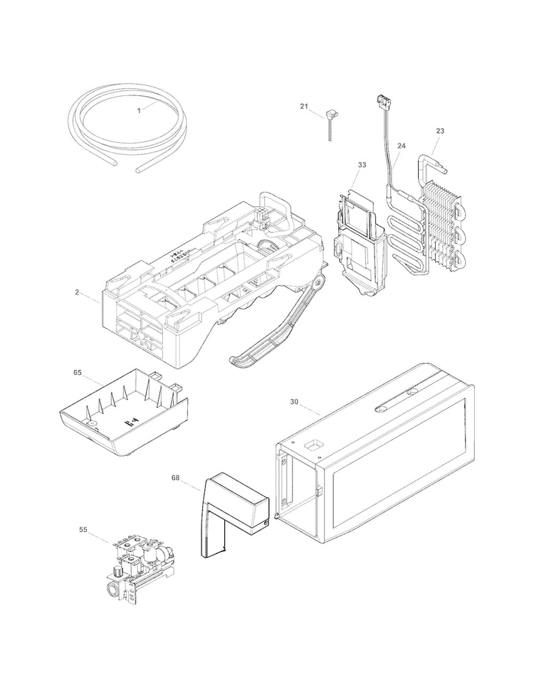 Ice Maker Diagram and Parts List for 25370312211  Kenmore Refrigerator