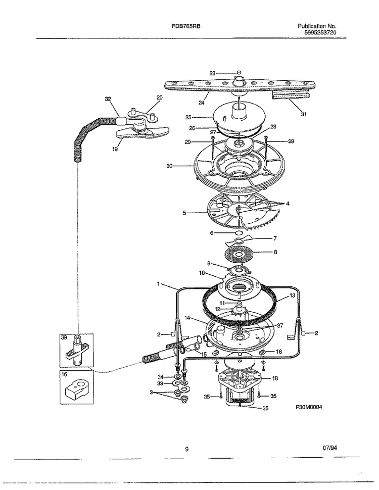 Dishwasher Page 8 Diagram and Parts List for FDB765RB  Frigidaire Dishwasher
