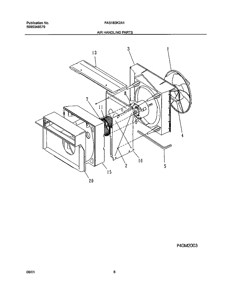 AIR HANDLING Diagram and Parts List for FAS183K2A1  Frigidaire Air Conditioner