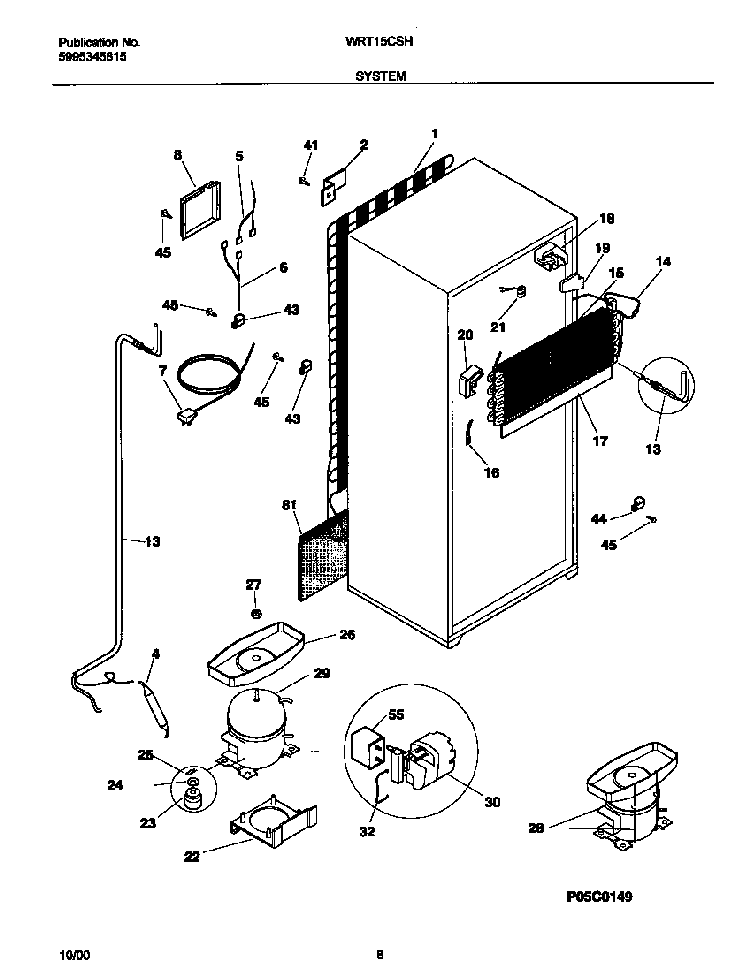 System Diagram and Parts List for WRT15CSHD4  Westinghouse Refrigerator
