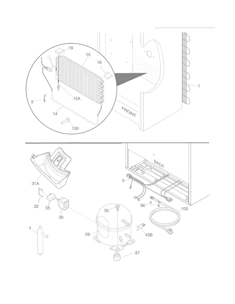 System Diagram and Parts List for FFU21F5HWS  Frigidaire Freezer