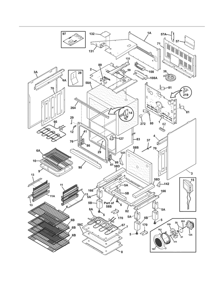 Body Diagram and Parts List for E30DF7CGPS5  Electrolux Range