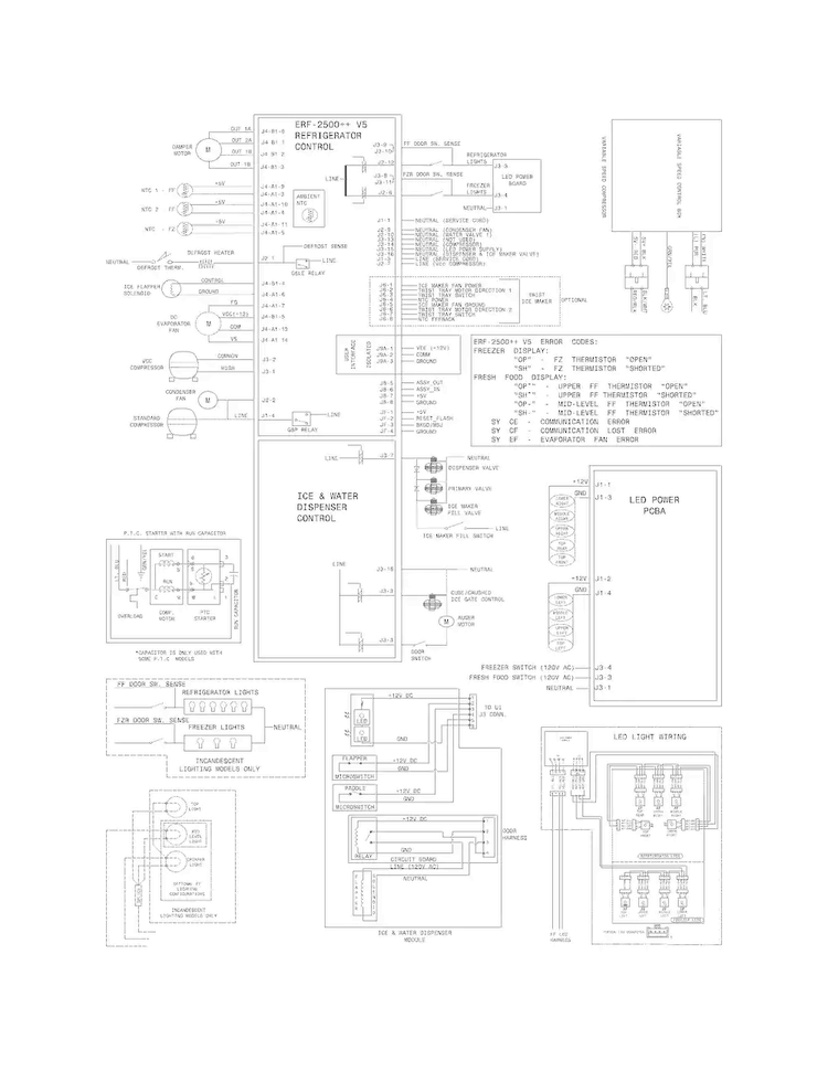 Wiring Schematic Diagram and Parts List for FPHS2699PF0  Frigidaire Refrigerator