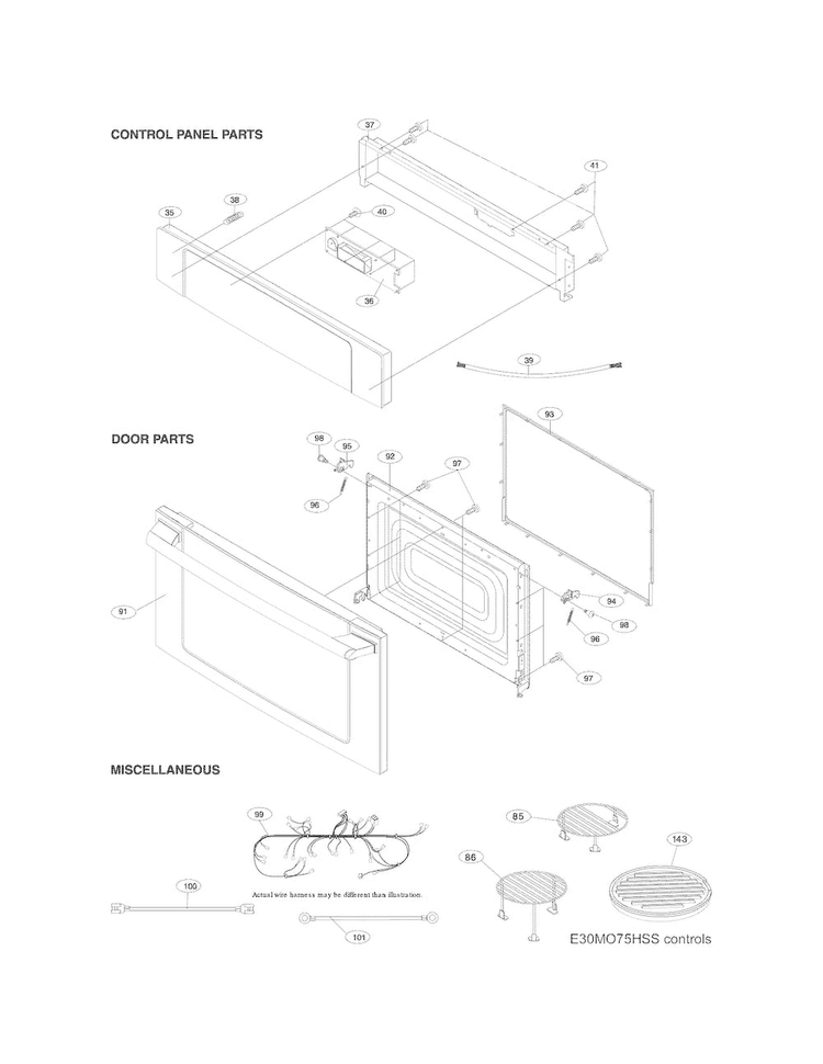 Control Panel,door,miscellaneous Diagram and Parts List for EW30SO60LSA  Electrolux Microwave