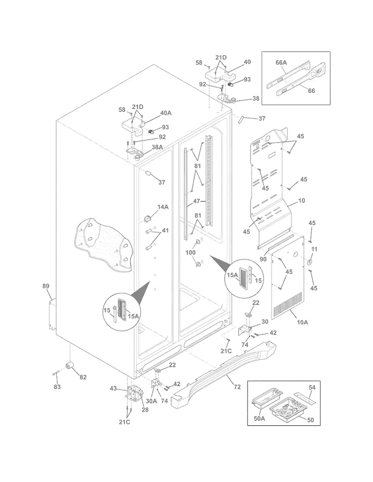 Cabinet Diagram and Parts List for FGHC2355PF4  Frigidaire Refrigerator