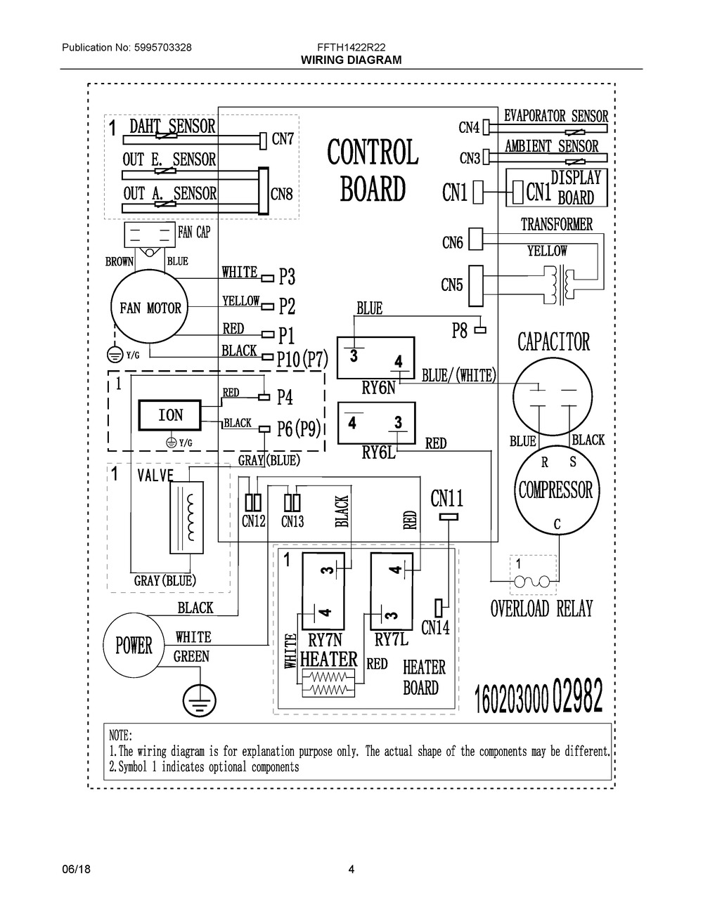 Wiring Diagram Diagram and Parts List for FFTH1422R22  Frigidaire Air Conditioner