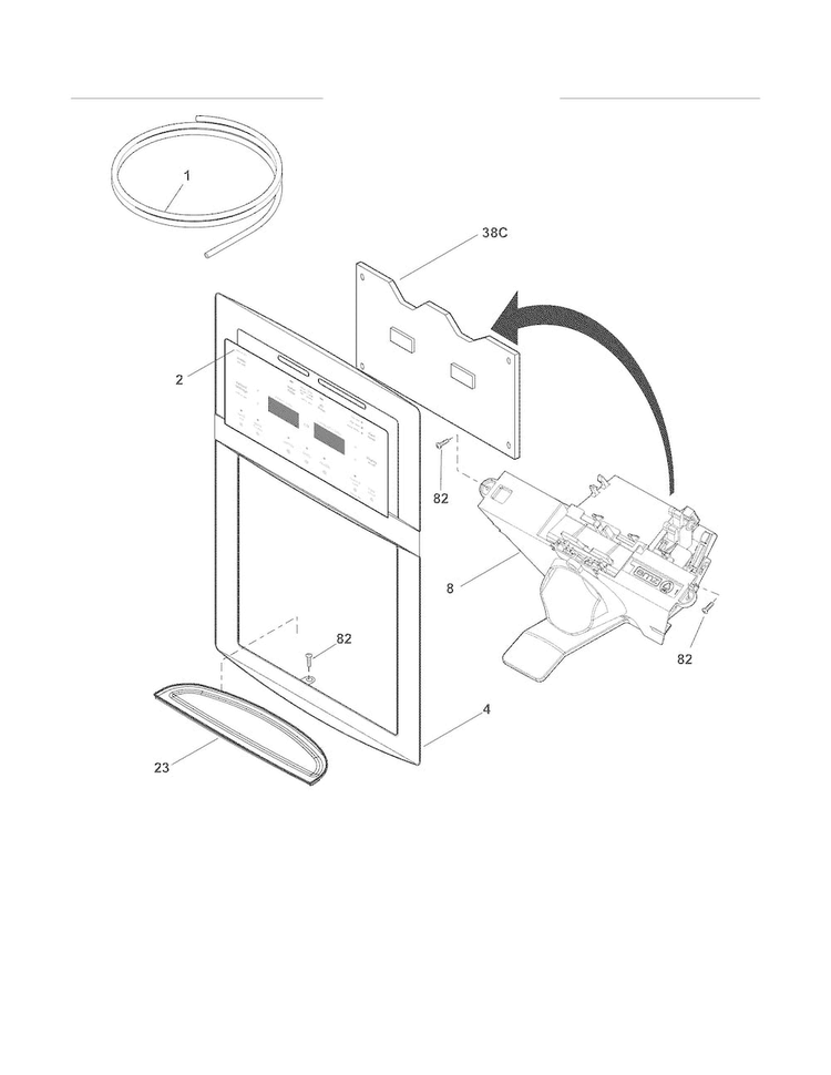 Ice & Water Dispenser Diagram and Parts List for LGHC2342LE2  Frigidaire Refrigerator
