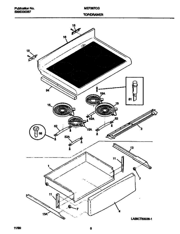 Frigidaire Mef367cgb5 3 Diagram and Parts List for MEF367CGB5 V1 Frigidaire Range