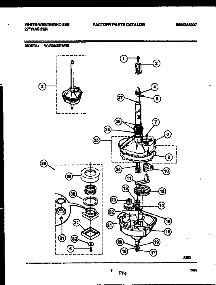 TRANSMISSION PARTS Diagram and Parts List for WWX645RBW0  Frigidaire Washer