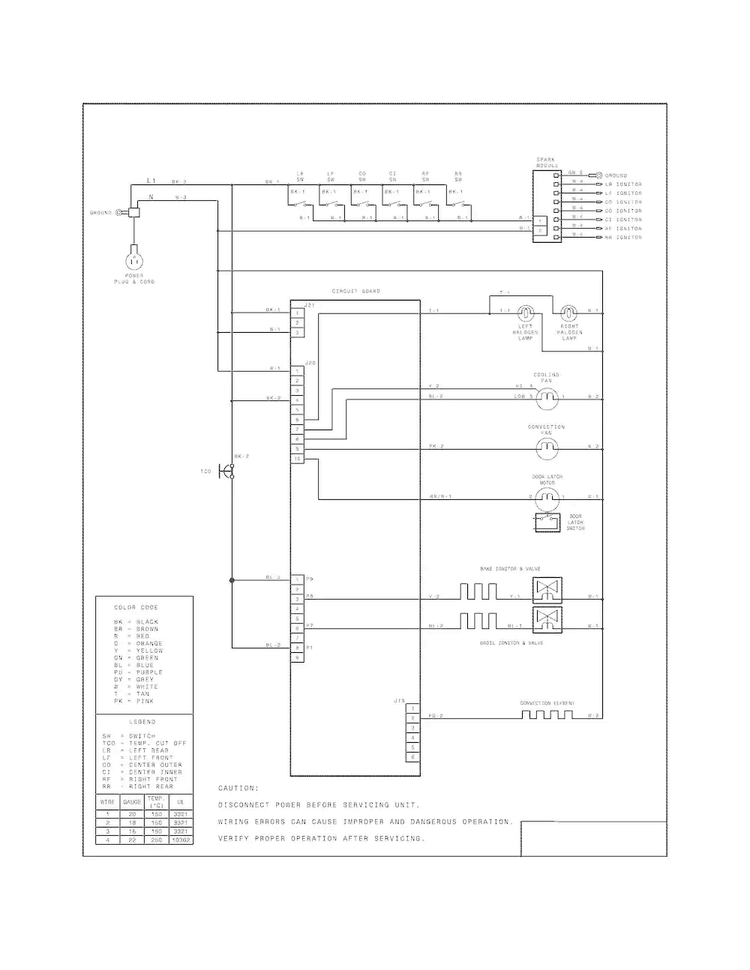 Wiring Diagram Diagram and Parts List for FPGH3077RFA  Frigidaire Range