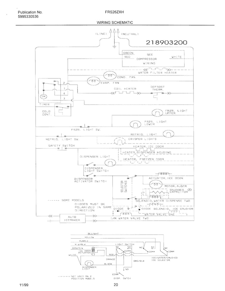 Wiring Daigram Diagram and Parts List for OEMF3-FRS26ZXHD2  Frigidaire Refrigerator