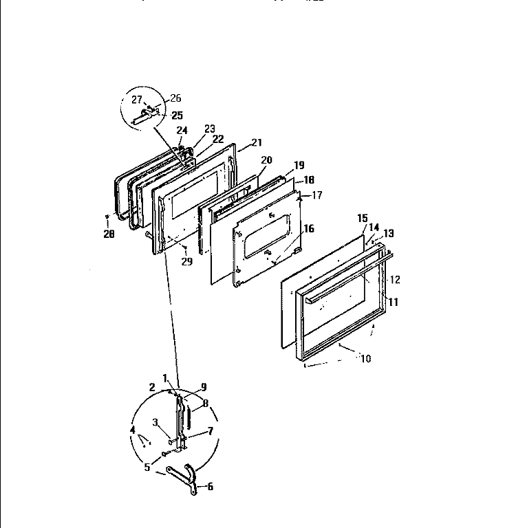 DOOR Diagram and Parts List for KF450GDD2  Frigidaire Range