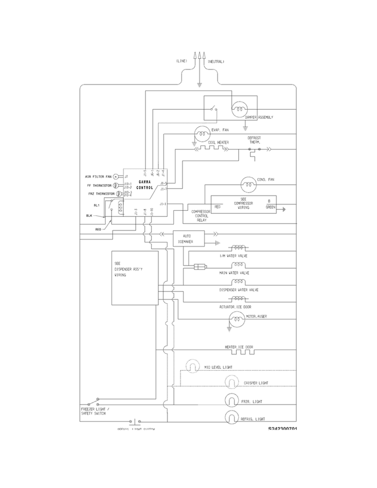 Wiring Schematic Diagram and Parts List for FFHS2611LWF  Frigidaire Refrigerator