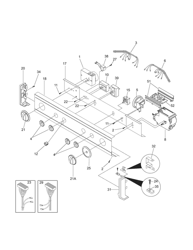 Control Panel Diagram and Parts List for 41797962700  Kenmore Washer Dryer Combo