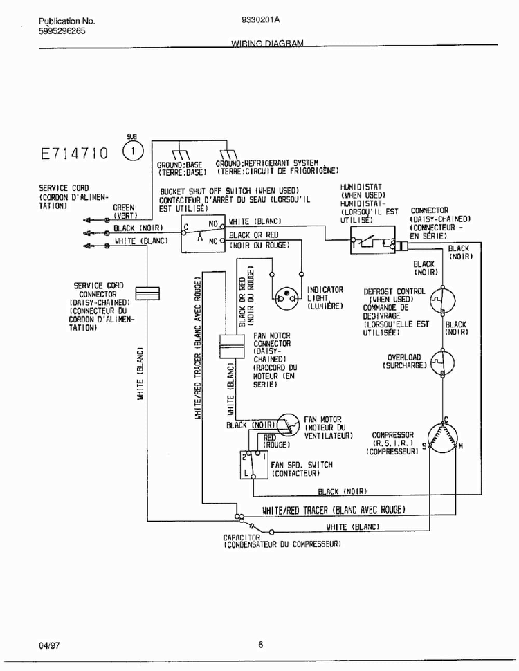 Wiring Diagram Diagram and Parts List for 9330201  Frigidaire Dehumidifier
