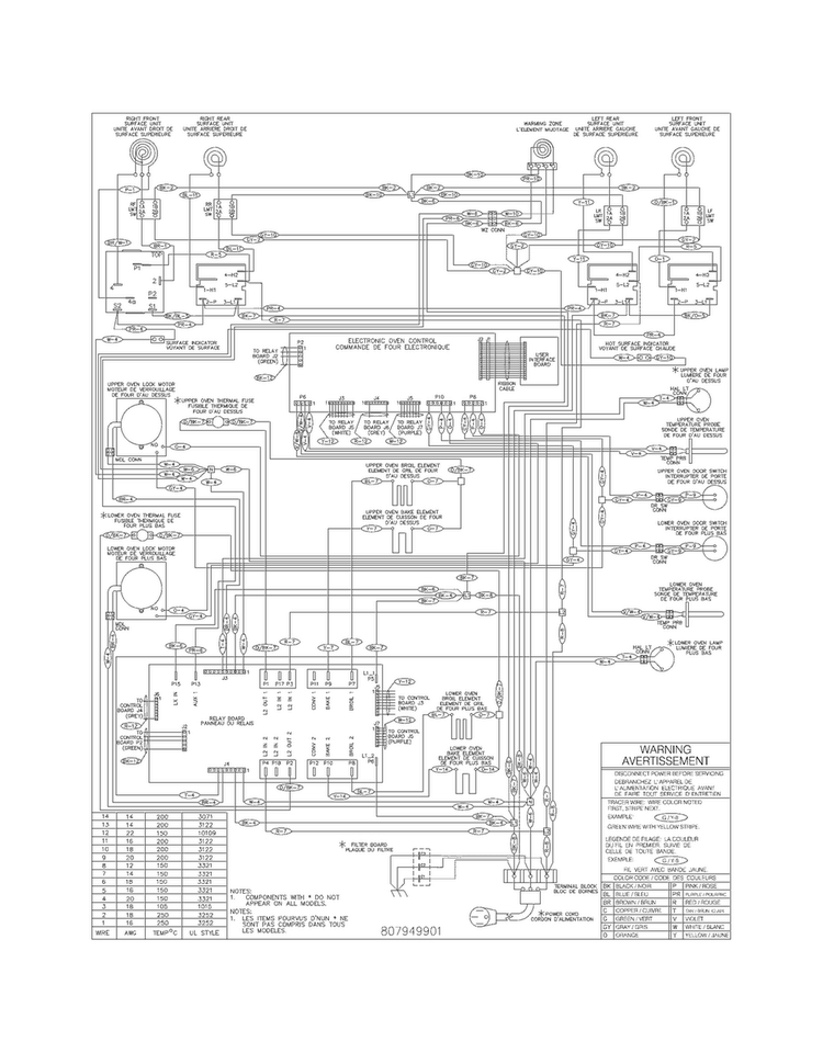 Wiring Diagram Diagram and Parts List for FGEF302TPBA  Frigidaire Range
