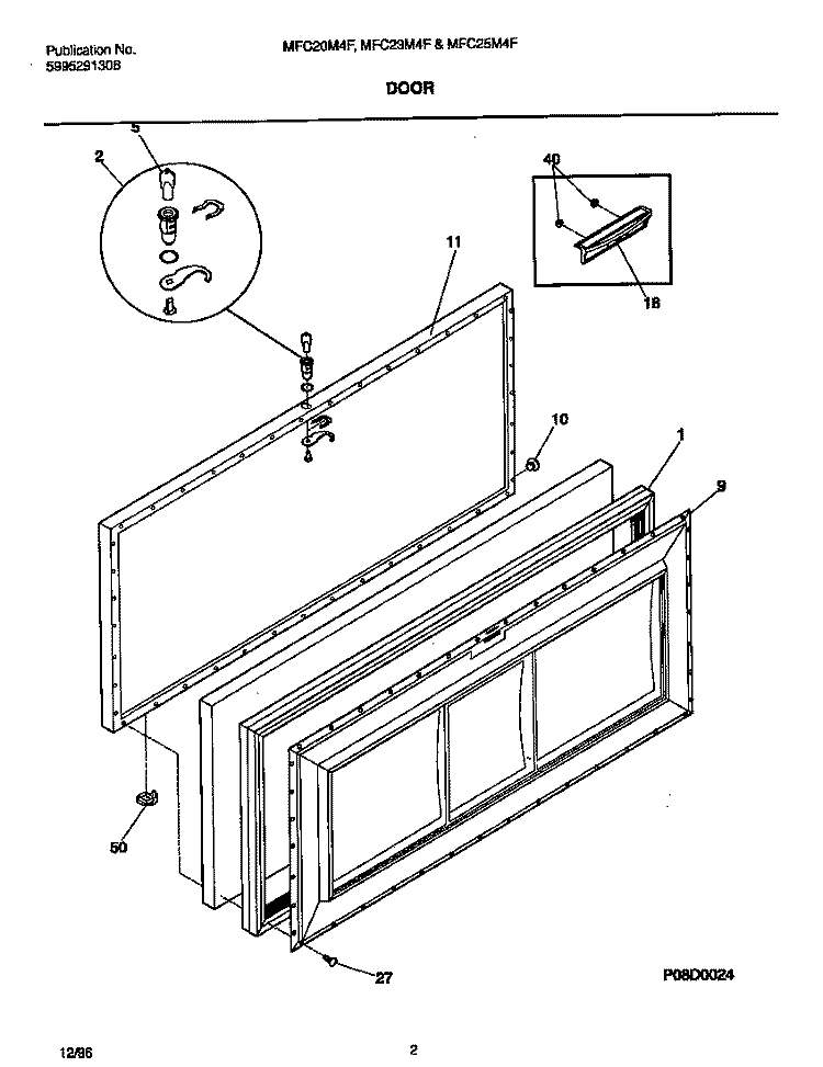 DOOR Diagram and Parts List for MFC20M4FW0  Frigidaire Freezer