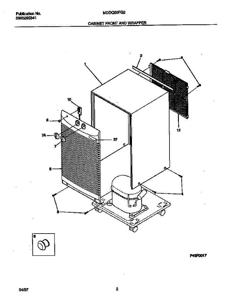 CABINET FRONT AND WRAPPER Diagram and Parts List for MDDQ50FG2  Gibson Dehumidifier