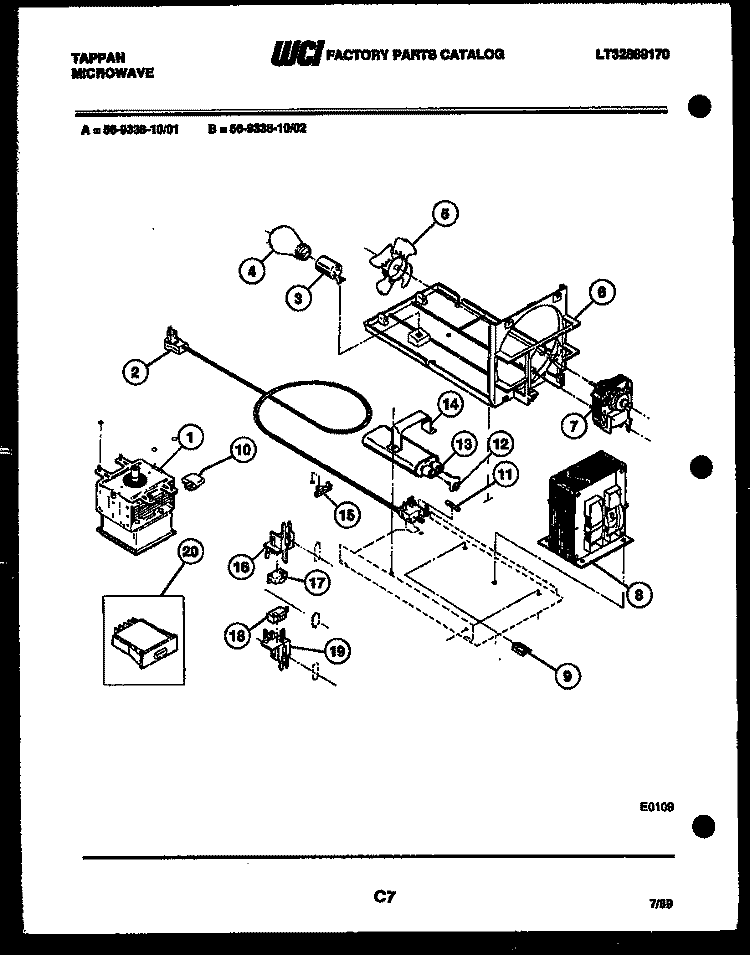 POWER CONTROL Diagram and Parts List for 56-9338-00-02  Tappan Microwave