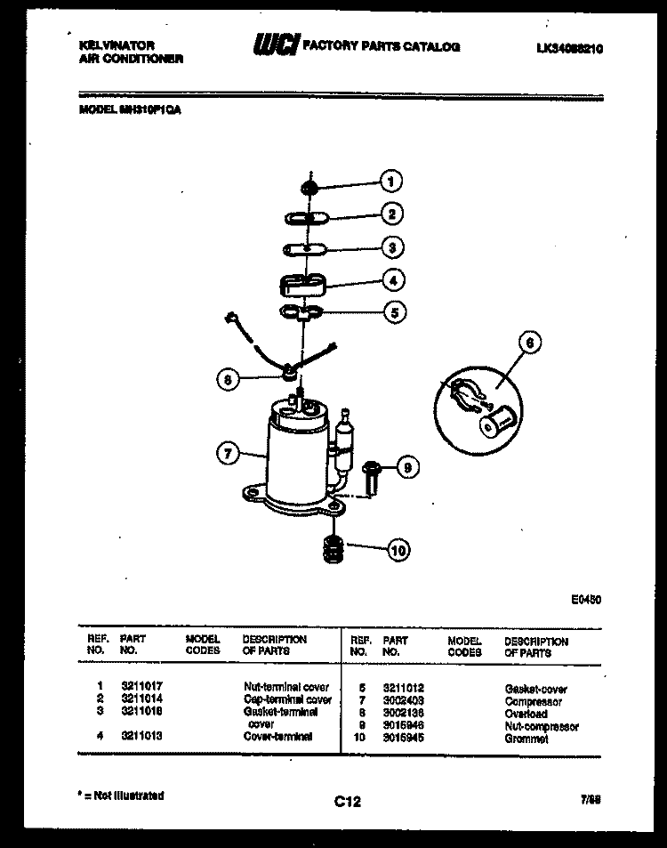 COMPRESSOR Diagram and Parts List for MH310F1QA  Kelvinator Air Conditioner