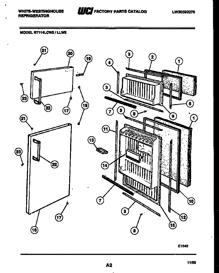 DOOR PARTS Diagram and Parts List for RT114LCH2  Frigidaire Refrigerator
