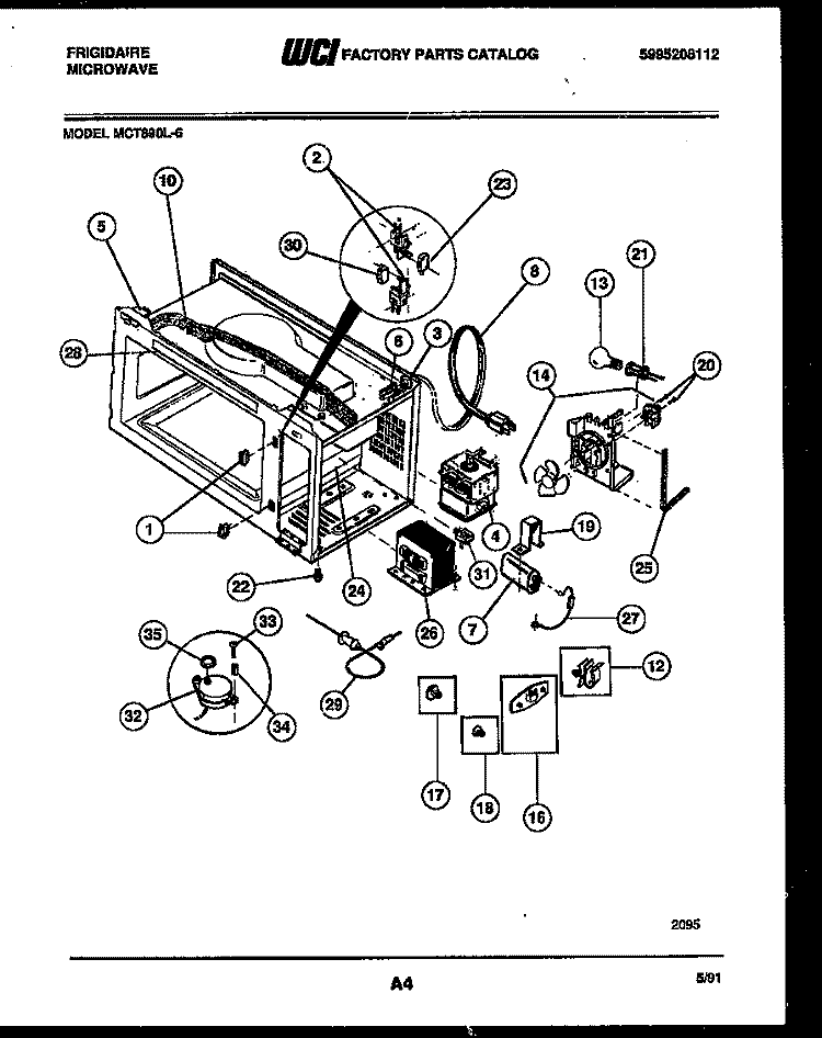 FUNCTIONAL PARTS Diagram and Parts List for MCT890L6  Frigidaire Microwave