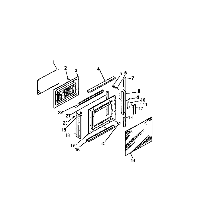 MICROWAVE OVEN DOOR Diagram and Parts List for REM638ML8  Frigidaire Range