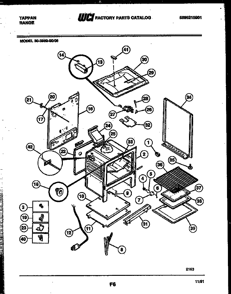 BODY PARTS Diagram and Parts List for 30-3989-00-06  Tappan Range