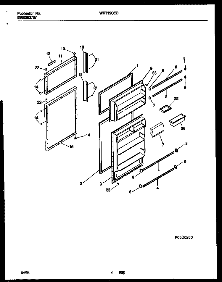 DOOR PARTS Diagram and Parts List for WRT15CGBW0  Frigidaire Refrigerator