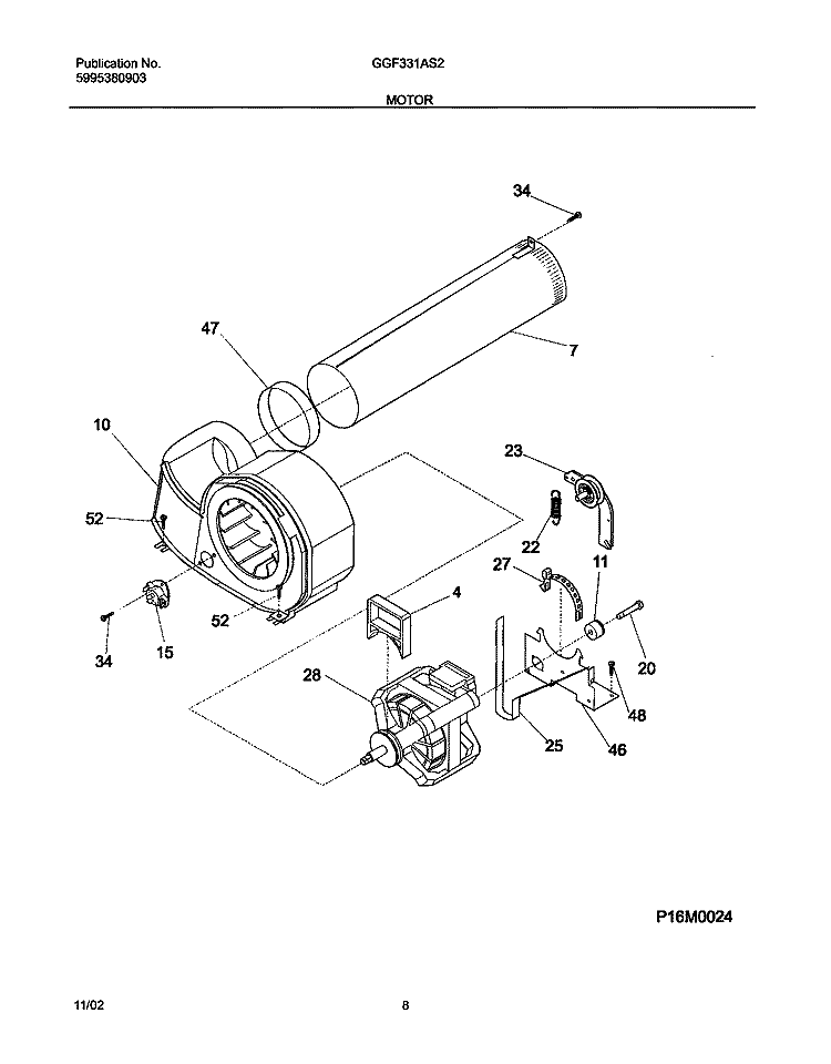 MOTOR Diagram and Parts List for GGF331AS2  Gibson Dryer