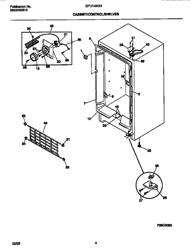 CABINET / CONTROL / SHELVES Diagram and Parts List for GFU14M3AW5  Gibson Freezer