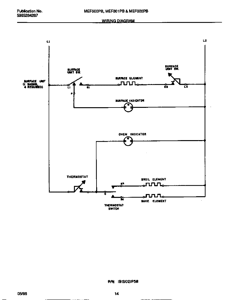 WIRING DIAGRAM Diagram and Parts List for MEF302PBWD  Uni Range