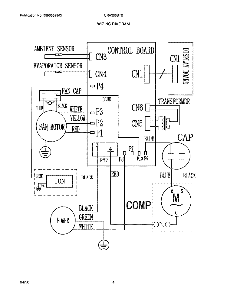 WIRING DIAGRAM Diagram and Parts List for CRA256ST20  Frigidaire Air Conditioner