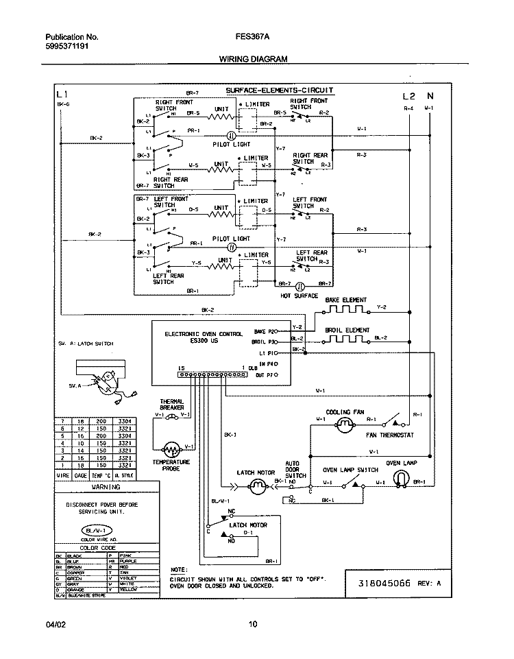 WIRING DIAGRAM Diagram and Parts List for FES367AQD  Frigidaire Range